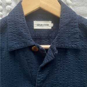 Taylor Stitch Hemingway — Deep Navy Blue Waffle, Wooden Buttons Size 38